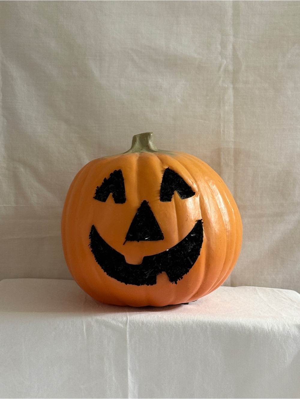 Fiber Optic Smiling Jack-O'-Lantern Decorative Pumpkin - Orange & Black